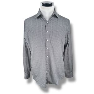 Rodd & Gunn Shirt Men’s Large Geometric Blue Sports Fit Button Up Long Sleeve